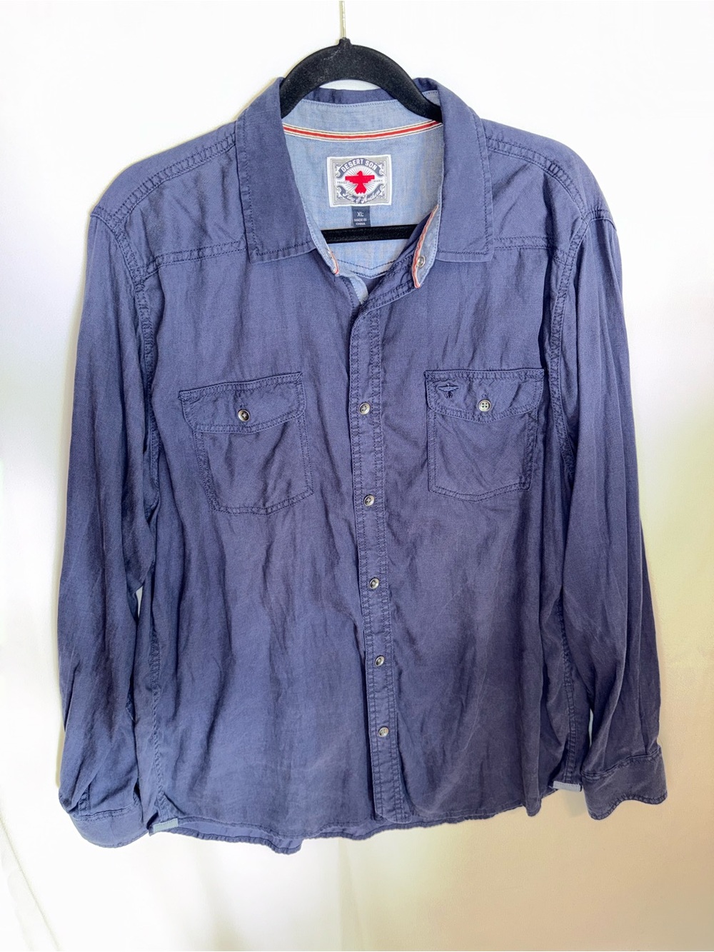 Flag & Anthem Men's Casual Button-Up Shirt in Navy Size XL Cotton Chest Pockets